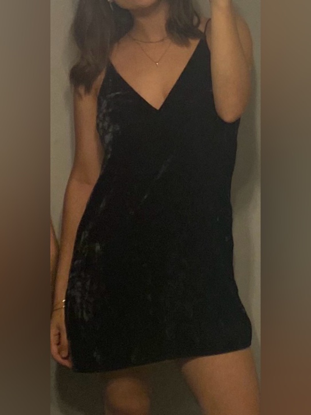 Zara Black Velvet V-Neck Slip